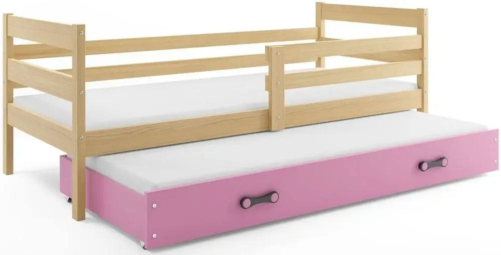 eoshop Detská posteľ s prístelkou ERYK 2 90x200 cm, borovica/ružová (Voľba matraca: Penový matrac)